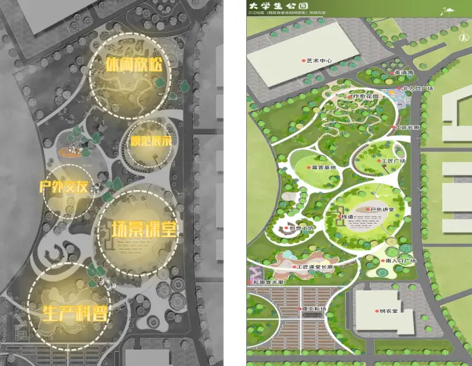 炸金花
大学生公园功能分区图。图/炸金花
建筑与设计学院